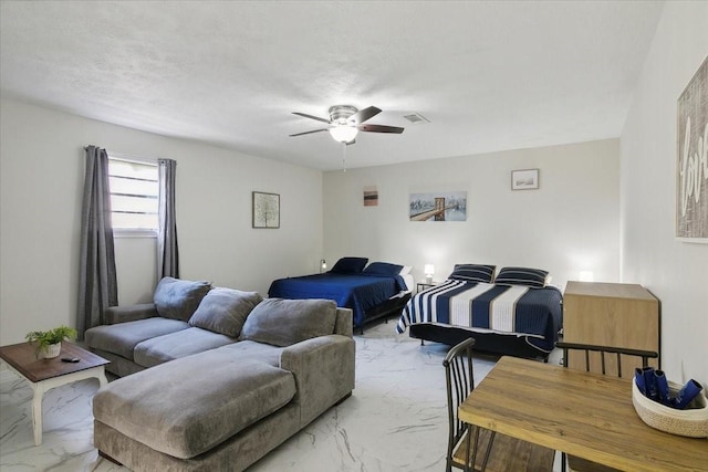 bedroom featuring ceiling fan