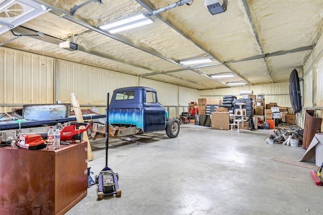 garage with a garage door opener