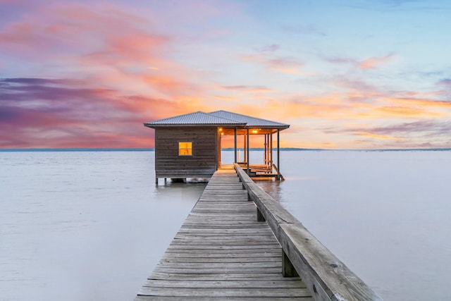 view of dock featuring a water view