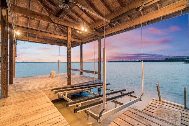 dock area featuring a water view