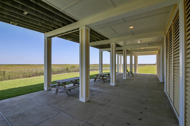 view of patio with a rural view