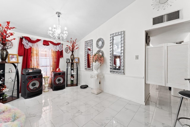 interior space with an inviting chandelier