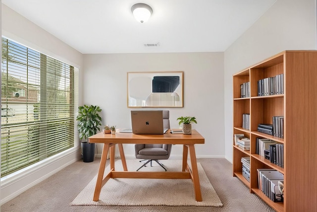 view of carpeted office space