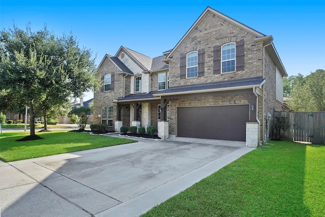 view of front of house featuring a garage and a front yard