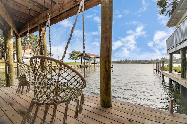 dock area featuring a water view