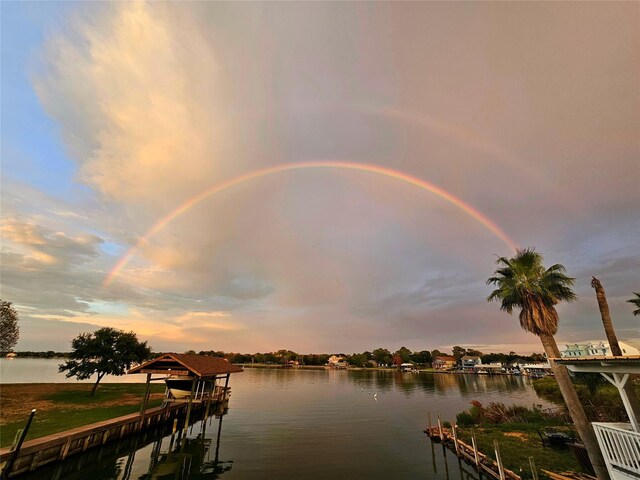 property view of water with a boat dock