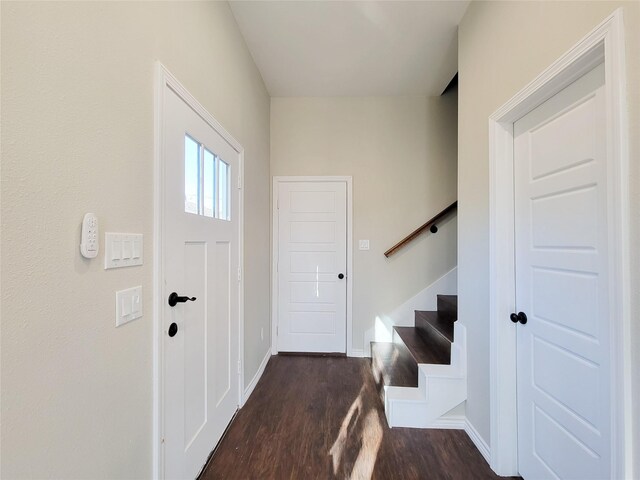 foyer entrance featuring dark hardwood / wood-style flooring