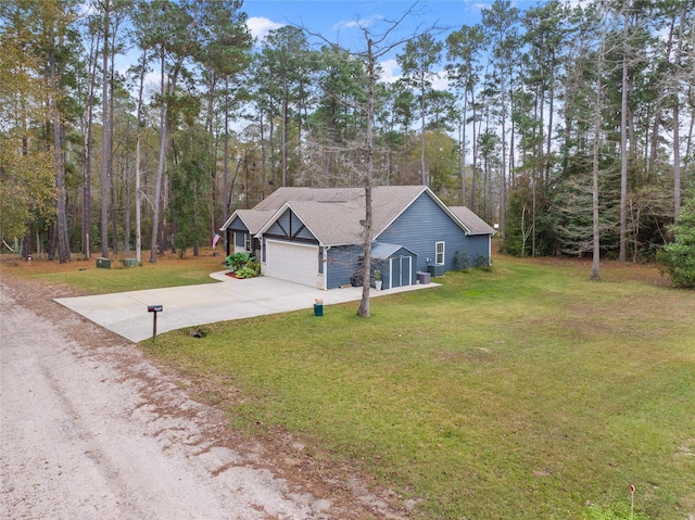 ranch-style house with a front lawn and a garage