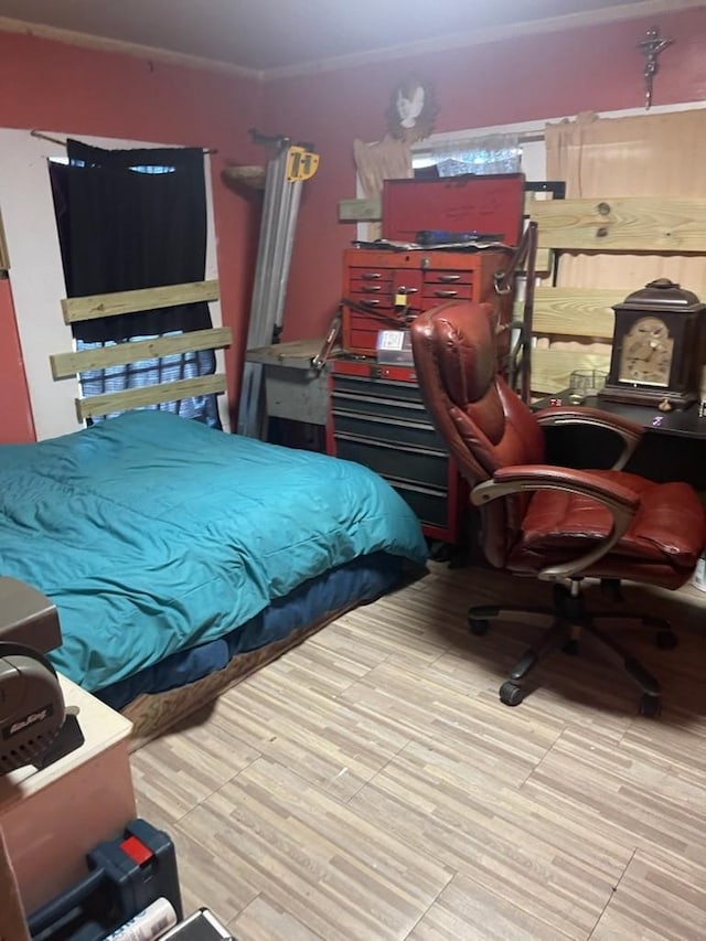 bedroom featuring light wood-type flooring