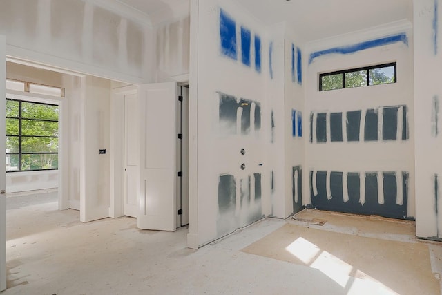 interior space featuring a wealth of natural light and ornamental molding