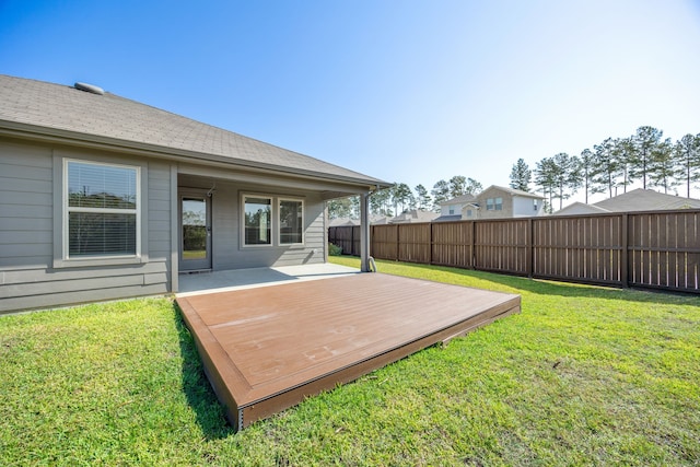 view of yard featuring a wooden deck