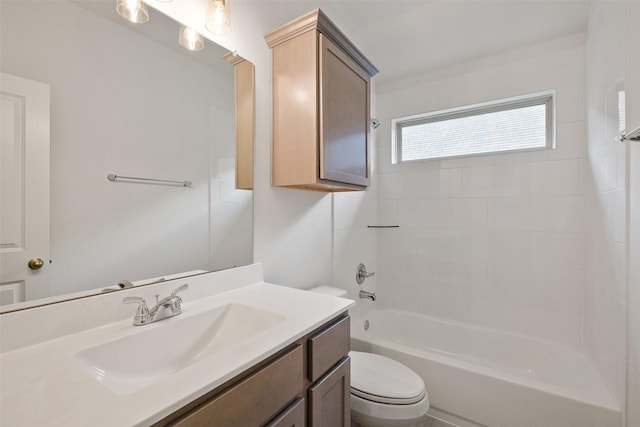 full bathroom with vanity, toilet, and tub / shower combination