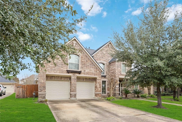 view of front of house featuring a garage and a front yard