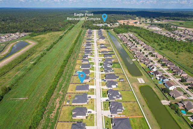 bird's eye view featuring a water view