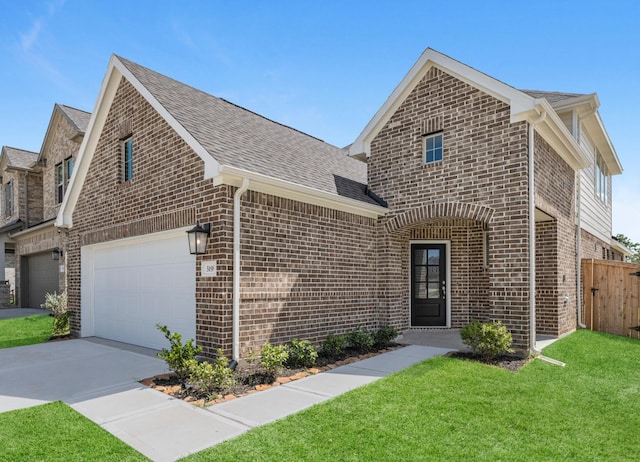 view of front of home with a garage and a front yard