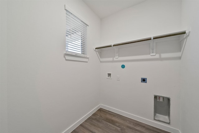 laundry room with washer hookup, dark hardwood / wood-style floors, and hookup for an electric dryer