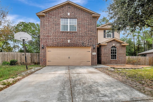 front of property with a garage