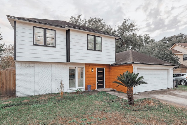 view of front of house with a garage