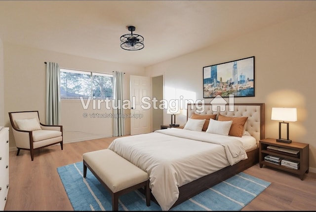 bedroom featuring light hardwood / wood-style floors