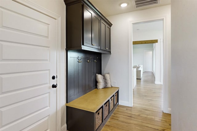 mudroom with light wood-type flooring