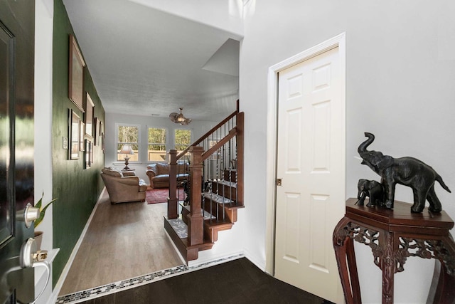 foyer featuring wood-type flooring