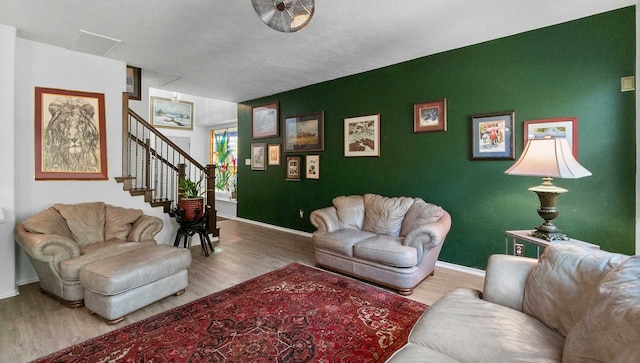 living room with hardwood / wood-style flooring