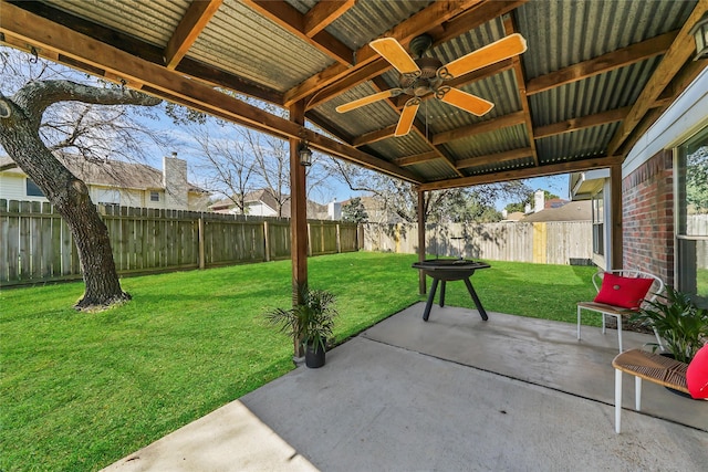 view of patio / terrace with ceiling fan