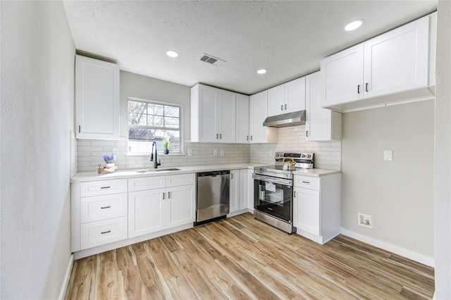 kitchen featuring white cabinetry, sink, and stainless steel appliances