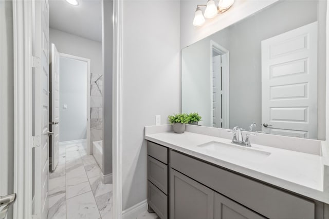 bathroom featuring vanity and shower / washtub combination