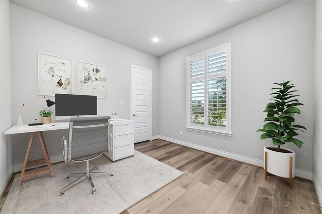 office featuring hardwood / wood-style flooring