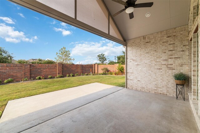 view of patio with ceiling fan