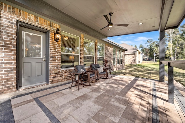 view of patio / terrace with ceiling fan