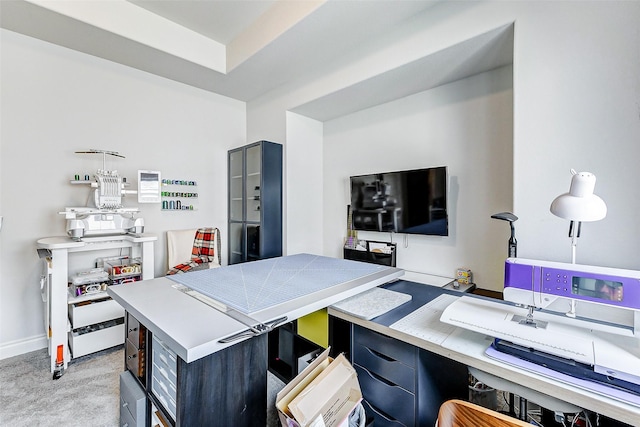 office area with light colored carpet