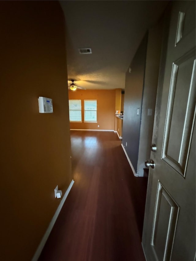 hallway featuring dark hardwood / wood-style flooring