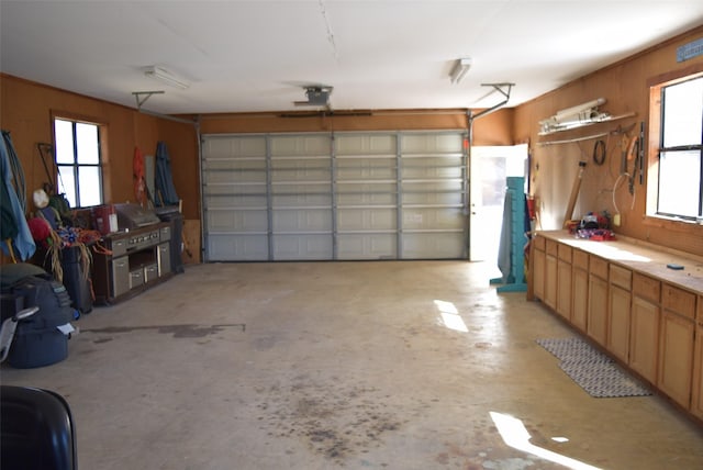 garage with wooden walls