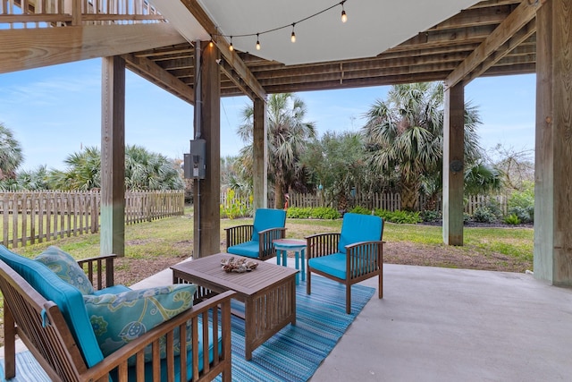 view of patio / terrace featuring an outdoor living space