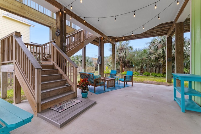 view of patio with an outdoor hangout area