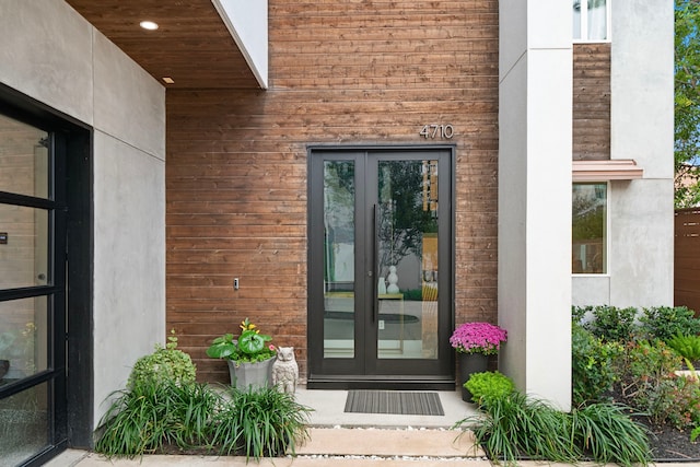 view of exterior entry with french doors