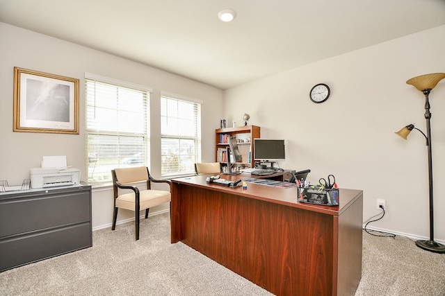 office space featuring light colored carpet