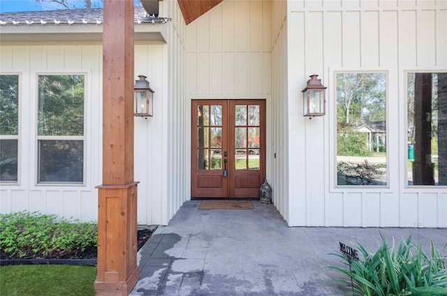 view of exterior entry with french doors