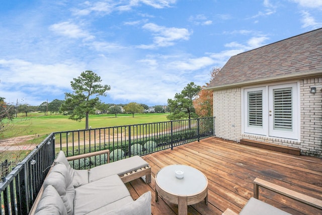 wooden terrace with french doors