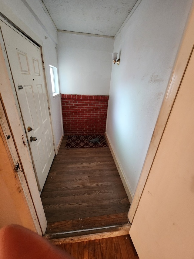 corridor with dark wood-type flooring