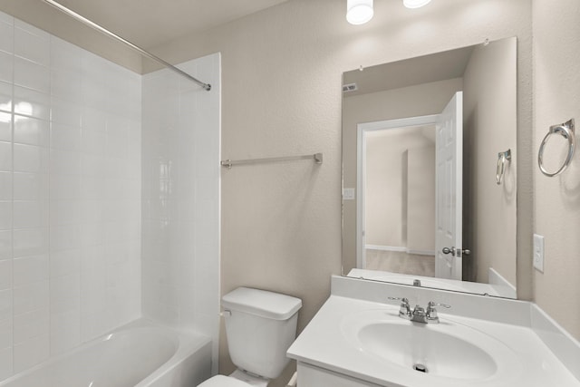 full bathroom with vanity, toilet, and shower / washtub combination