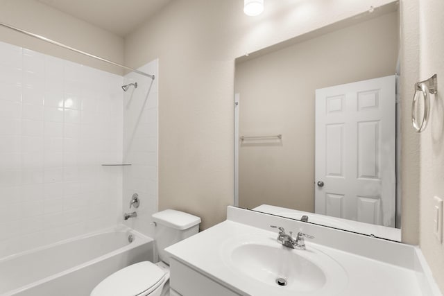 full bathroom with vanity, toilet, and shower / washtub combination