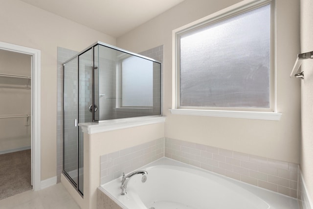 bathroom with plus walk in shower