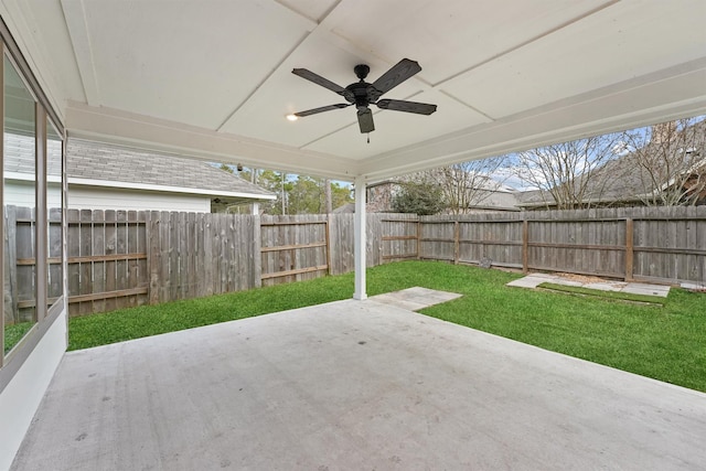 view of patio with ceiling fan