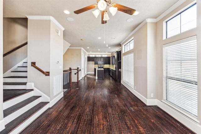 corridor featuring crown molding