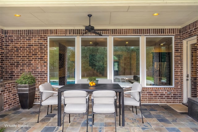 view of patio / terrace with ceiling fan