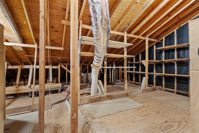 view of unfinished attic