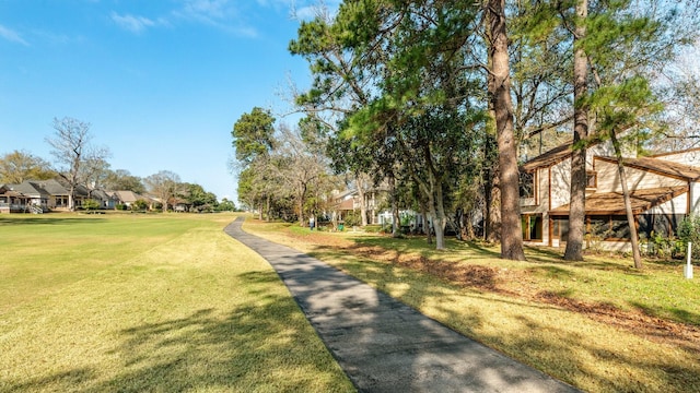 view of home's community with a yard